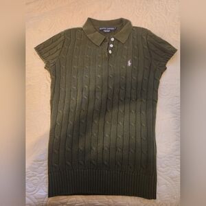 Polo Ralph Lauren - women's short sleeve sweater, dk green/gray size M
